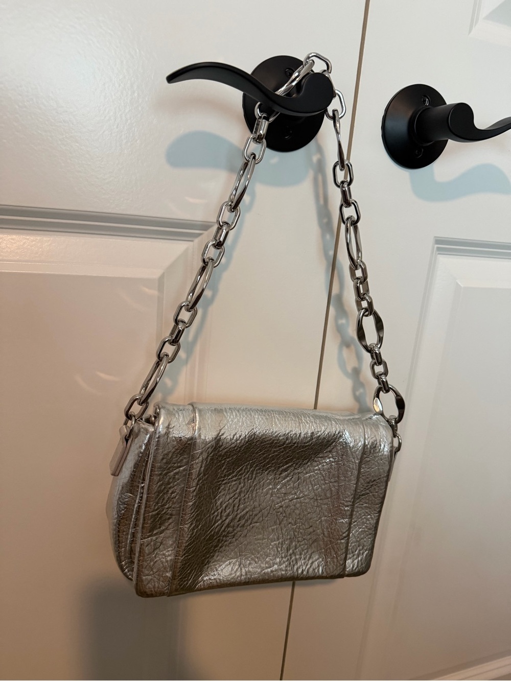 Topshop Metallic Silver Chain Shoulder Bag